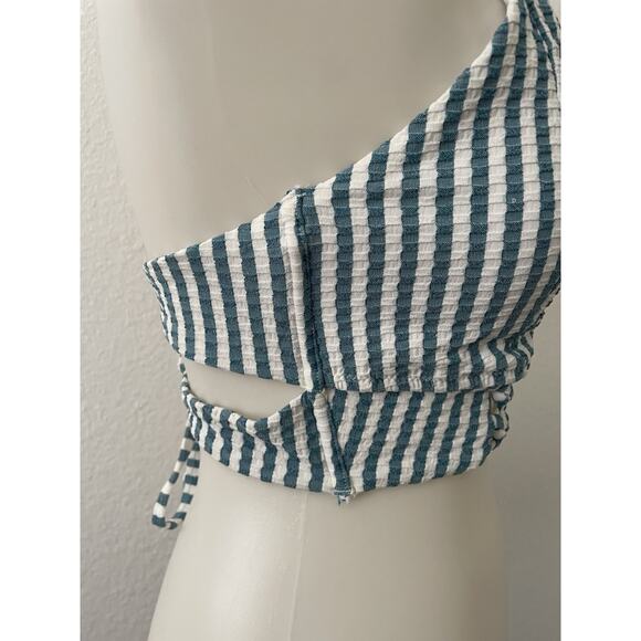 Jessica Simpson Swim Bikini Top Multicolor Striped Seersucker Swimwear - Picture 6 of 10